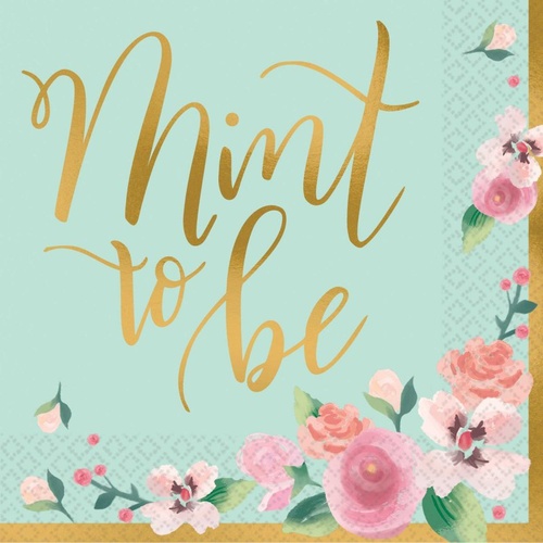 Wedding Bridal Shower Mint To Be Beverage Napkins 16 Pack 