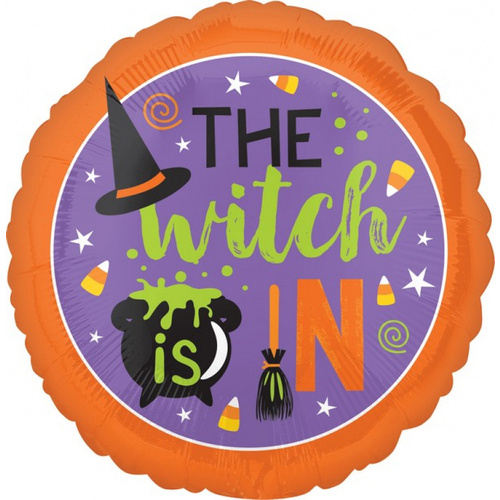 Halloween The Witch is In Foil Round Balloon