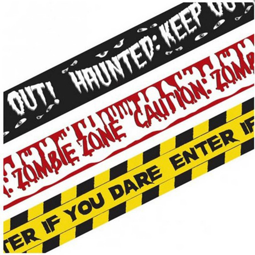 Halloween Fright Tape Banners Plastic X 3 Separate Rolls