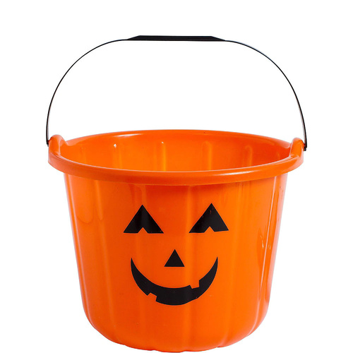 Halloween Pumpkin Bucket Favour Treat Container Plastic x1