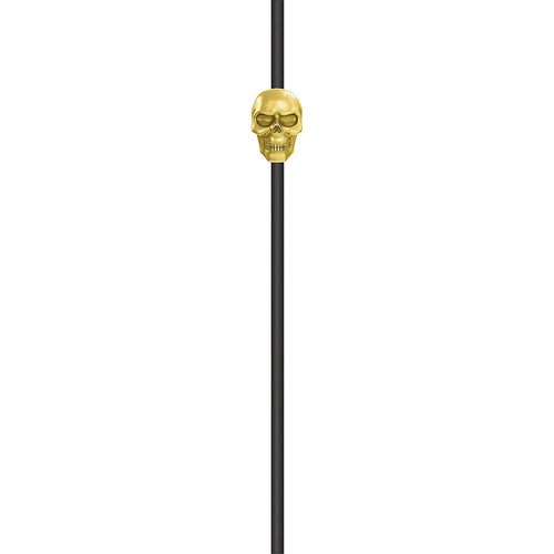 Halloween Black Straws with Gold Skull Shaped Heads 6 Pack