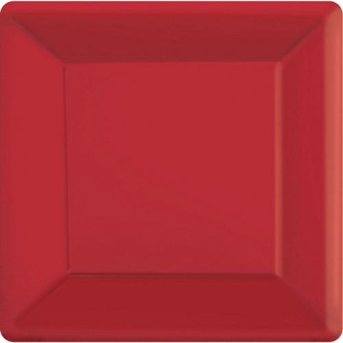 Red Apple Paper Plates Square 20 Pack - 26cm Approx