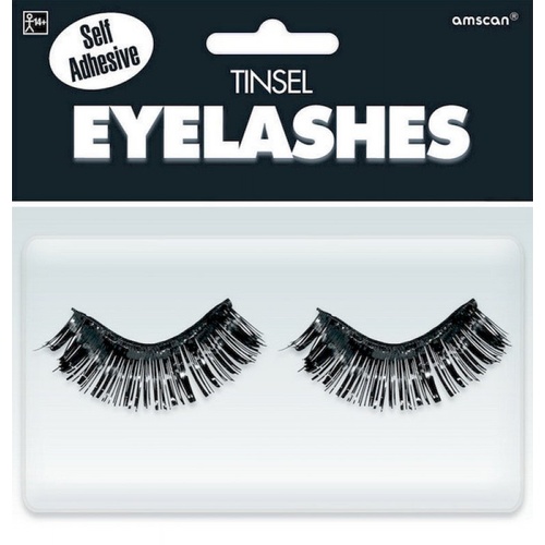 Tinsel Eyelashes Black Costume Accessory - 1 Pair