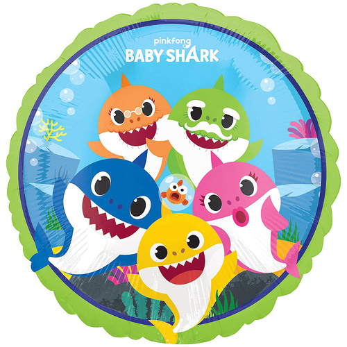 Baby Shark Standard Round Foil Balloon 45cm Approx