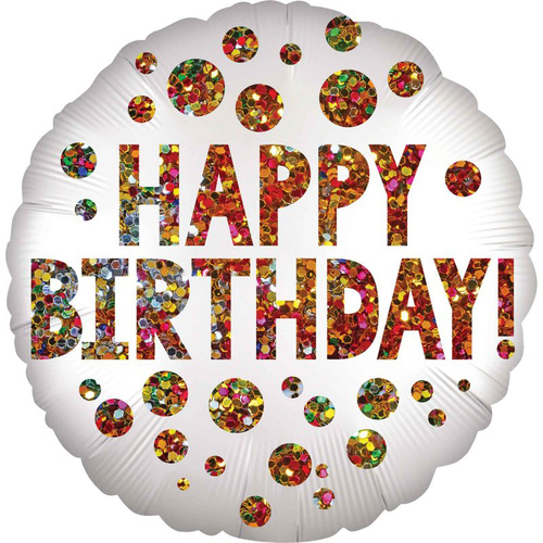 Happy Birthday Sequins Satin Infused Round Foil Balloon