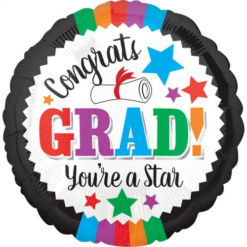 Graduation Congrats Grad You're a Star Round Foil Balloon