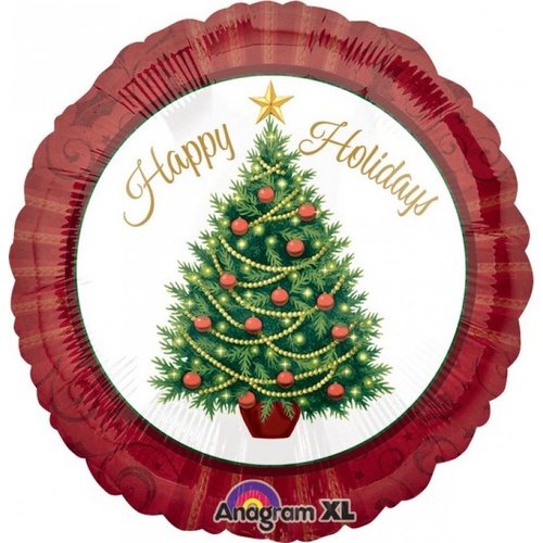 Christmas Twinkling Tree Happy Holidays Round Foil Balloon