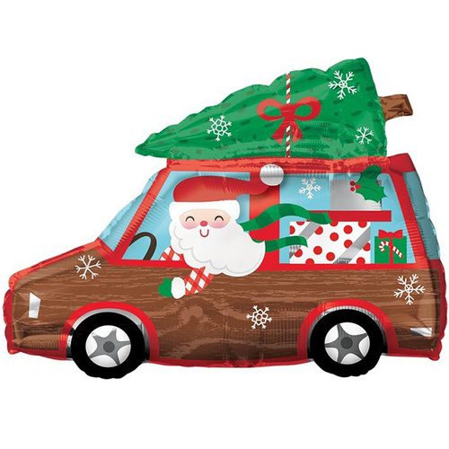 Christmas Holiday Station Wagon Junior Shape XL Foil Balloon