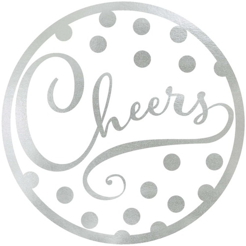 Cheers Silver Coasters Foil Hot Stamped 18 Pack