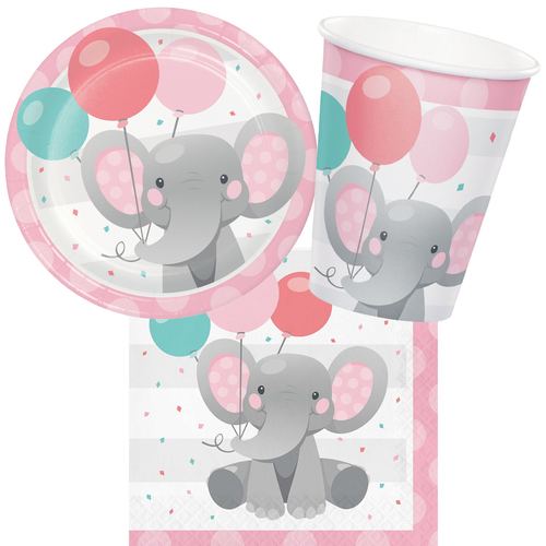 Enchanting Elephant Pink 8 Guest Tableware Party Pack