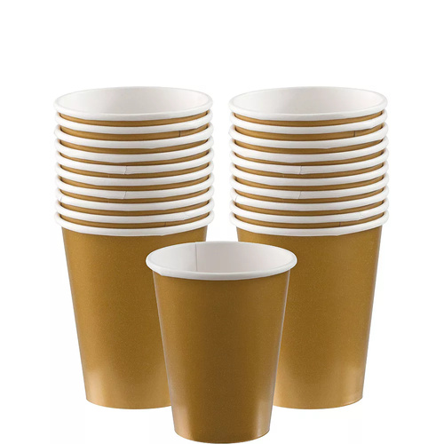 Gold Party Supplies Paper Cups 20 Pack