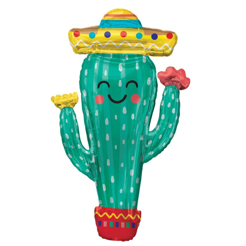 Mexican Taco Fiesta Cactus SuperShape Foil Balloon