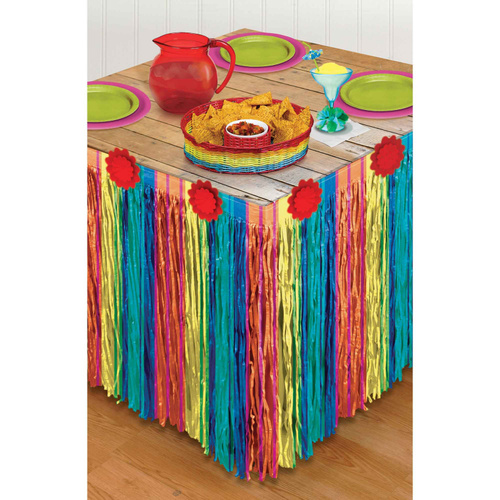 Mexican Fiesta Striped Paper Table Skirt