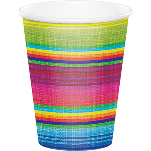 Mexican Taco Fiesta Serape Paper Cups 8 Pack