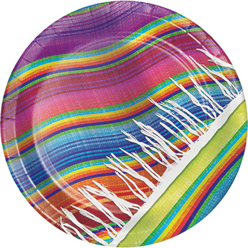 Mexican Taco Fiesta Serape Paper Dinner Plates 8 Pack 