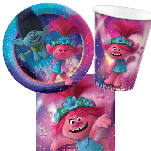 Disney Trolls World Tour 8 Guest Small Tableware Party Pack