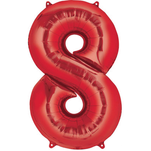 Number 8 Red Foil Balloon 86cm