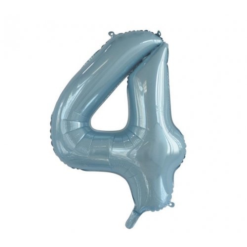 Number 4 Light Blue Foil Balloon 86cm