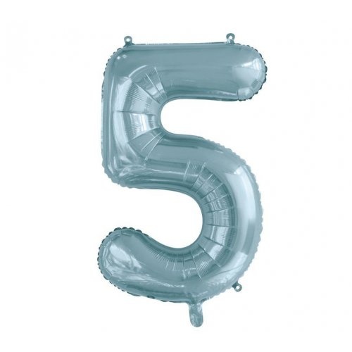 Number 5 Light Blue Foil Balloon 86cm