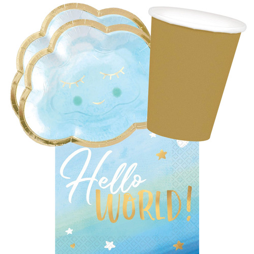 Baby Shower Hello World 16 Guest Tableware Party Pack