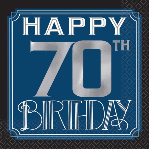Happy 70th Birthday Hot Foil Stamped Beverage Napkins
