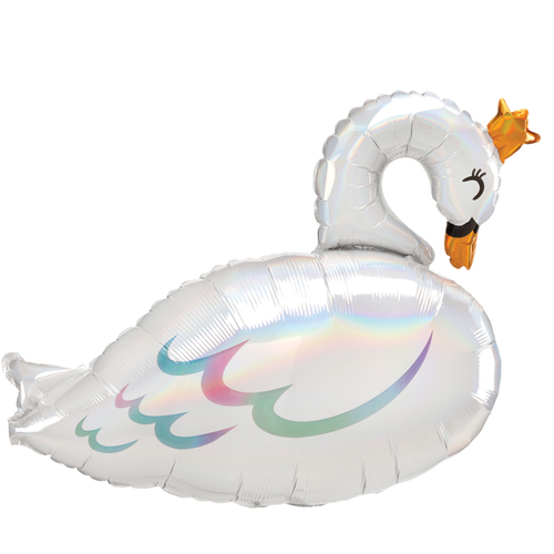 Swan SuperShape Holographic Iridescent Foil Balloon