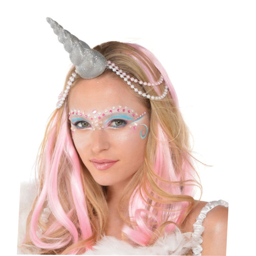 Unicorn Horn Silver Glittered Costume Accessory