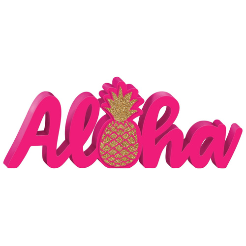 Aloha & Pineapple Standing Glittered MDF Word Sign