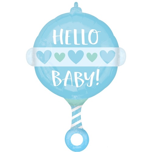 Baby Boy Hello Baby Rattle Foil Balloon