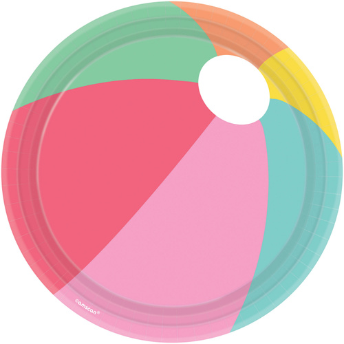 Just Chillin Round Beach Ball Paper Dinner Plates 8 Pack