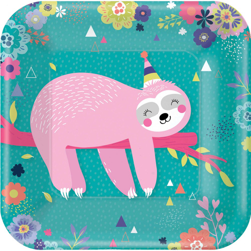 Sloth Party Dinner Paper Plates 8 Pack