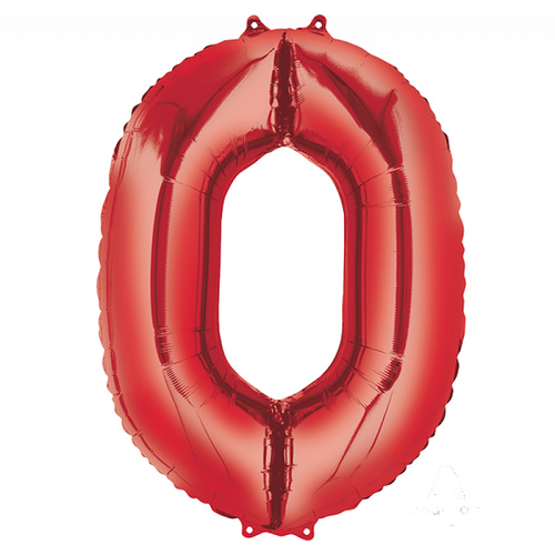 Number 0 Red Foil Balloon 86cm