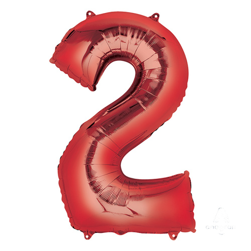 Number 2 Red Foil Balloon 86cm