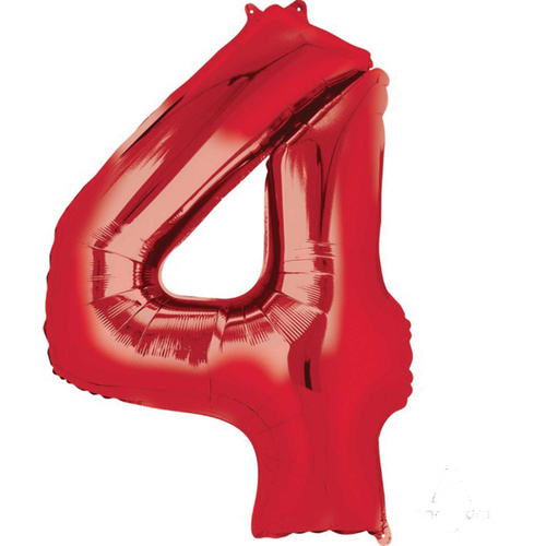 Number 4 Red Foil Balloon 86cm
