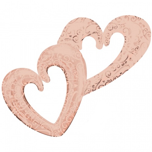 Valentine's Day Multi-Balloon Interlocking Rose Gold Hearts  