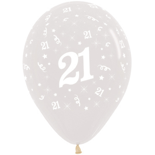 21st Birthday Party Supplies Clear/25 Balloons Latex 28CM