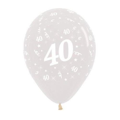 40th Birthday Party Supplies Clear/6 Pack Latex Balloons