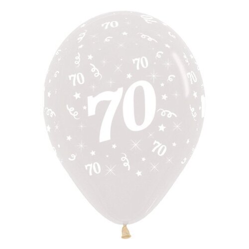 70th Birthday Party Supplies Clear/6 Pack Latex Balloons