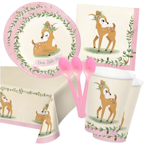 Deer Little One 16 Guest Deluxe Tableware Party Pack