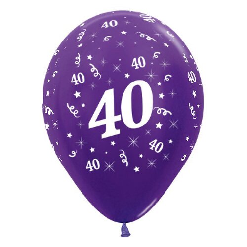 40th Metallic Purple Latex Balloons 6 Pack