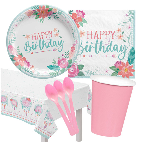 Free Spirit Happy Birthday 8 Guest Deluxe Tableware Pack