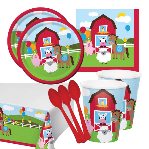 Farmhouse Barnyard 16 Guest Deluxe Tableware Party Pack