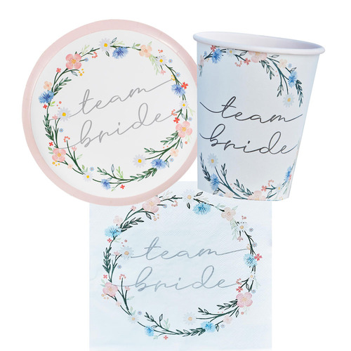 Wedding Bridal Shower Team Bride 8 Guest Tableware Party Pack