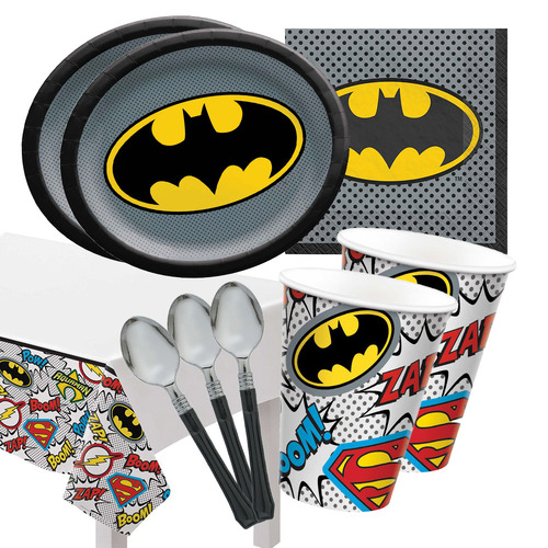 Batman- 16 Guest Deluxe Tableware Party Pack
