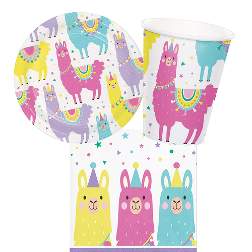 Llama Party 8 Guest Small Tableware Pack