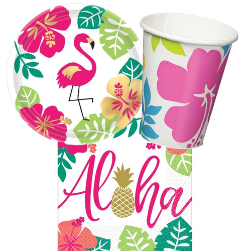 Hawaiian Luau Aloha 8 Guest Tableware Party Pack
