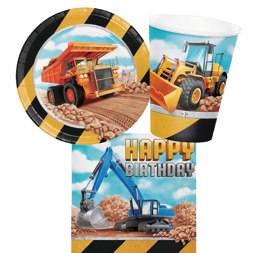 Construction Happy Birthday 8 Guest Tableware Party Pack