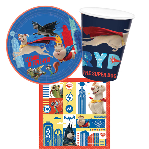 DC Super Hero Pets 8 Guest Tableware Party Pack