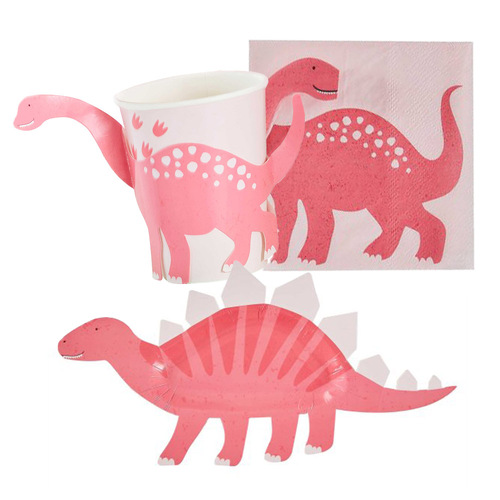 Pink Dinosaur 8 Guest Tableware Party Pack