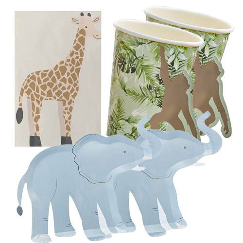 Lets Go Wild Jungle 16 Guest Tableware Party Pack
